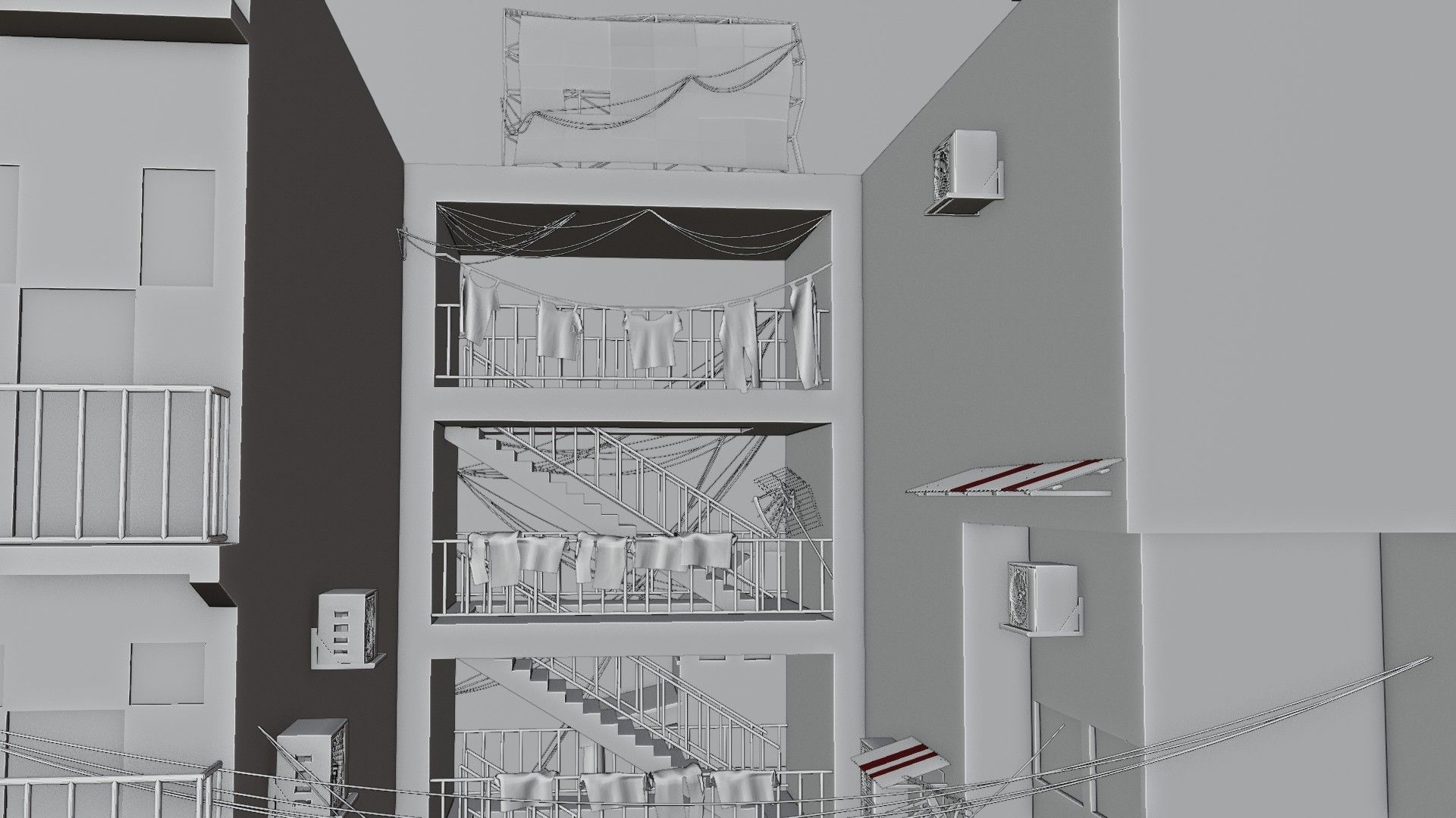 slum alley Low-poly 3D model_6