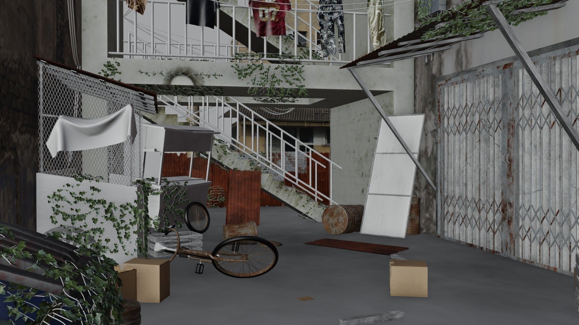 slum alley Low-poly 3D model_19