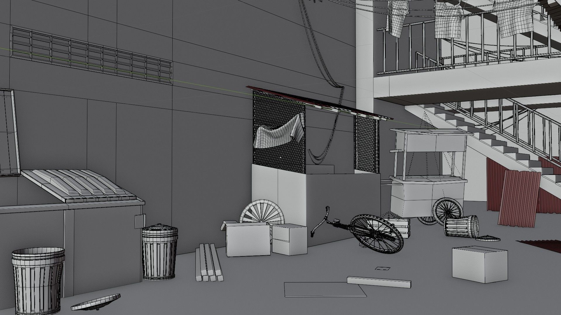 slum alley Low-poly 3D model_23