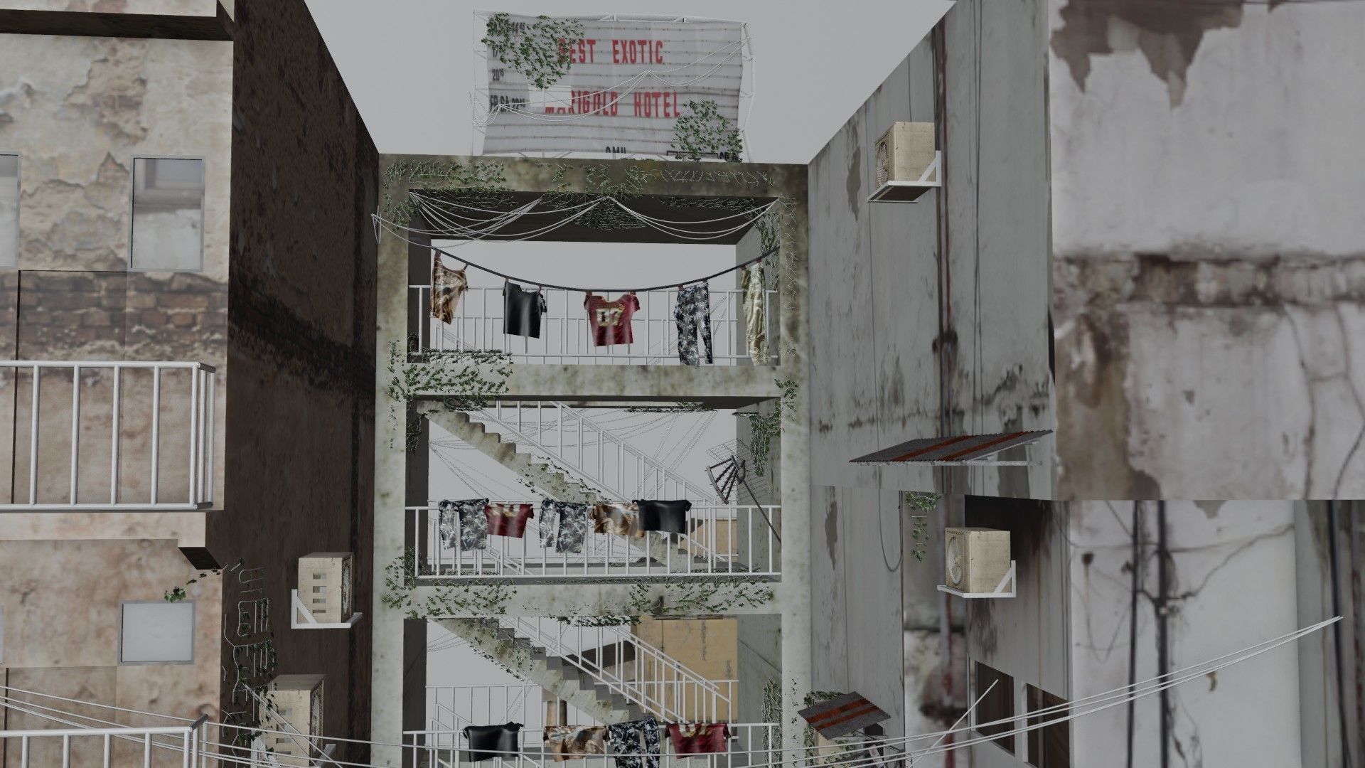 slum alley Low-poly 3D model_16