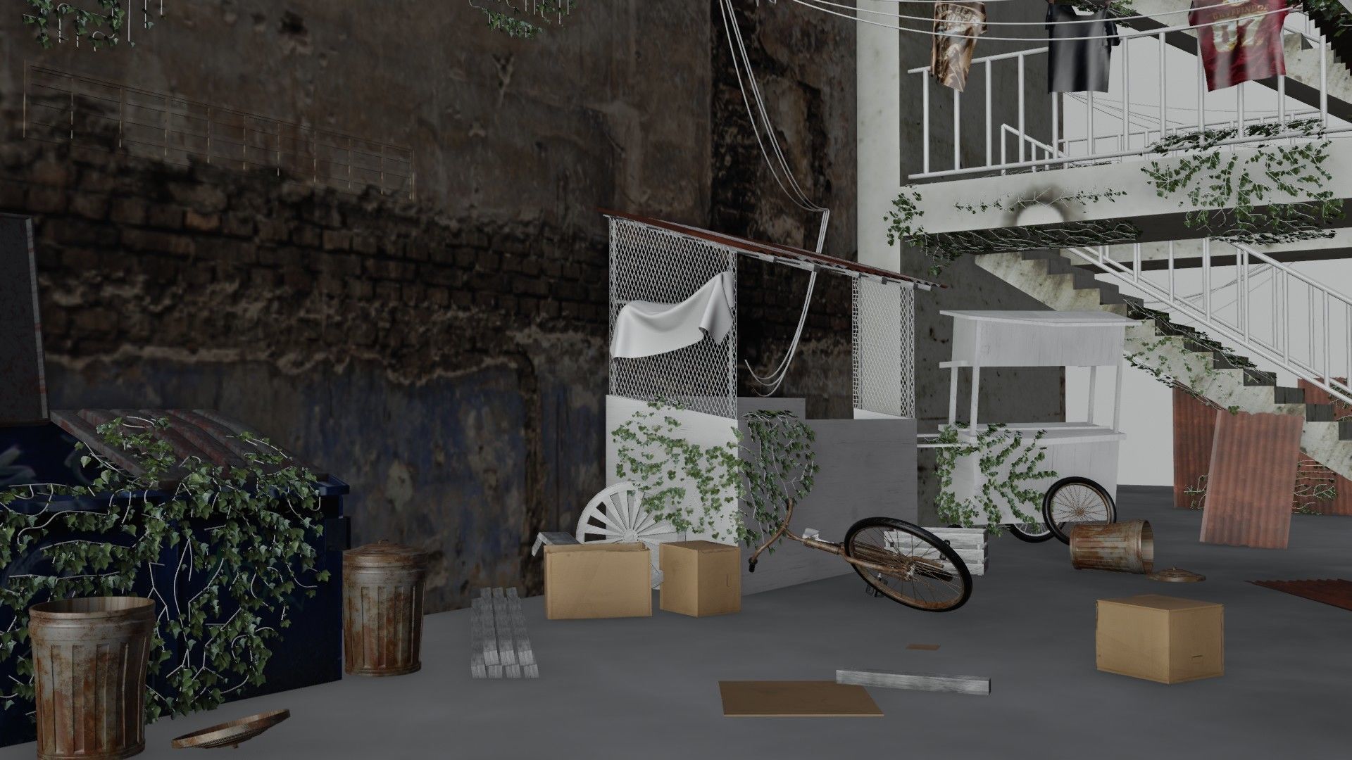 slum alley Low-poly 3D model_18