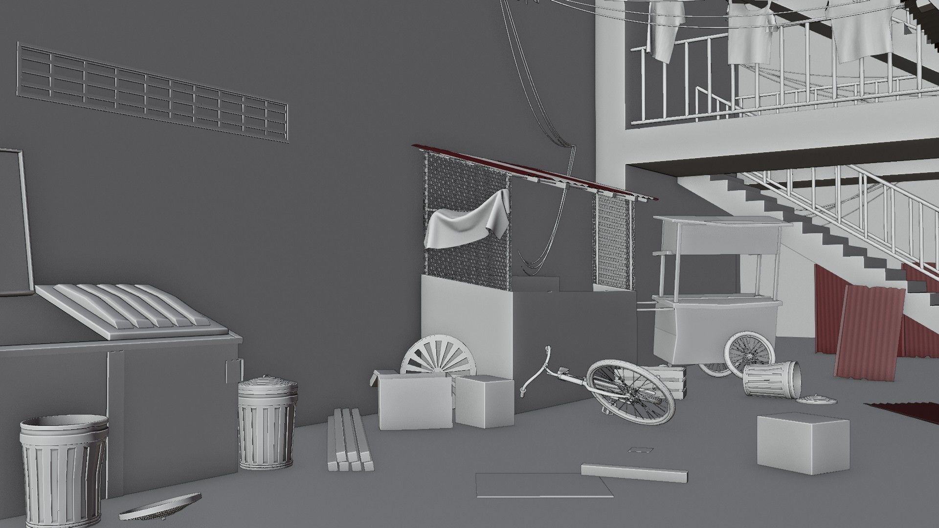 slum alley Low-poly 3D model_8