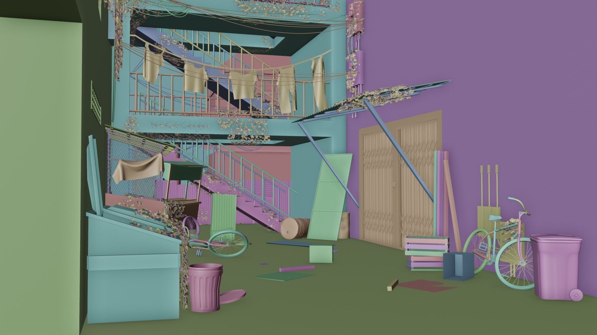 slum alley Low-poly 3D model_10