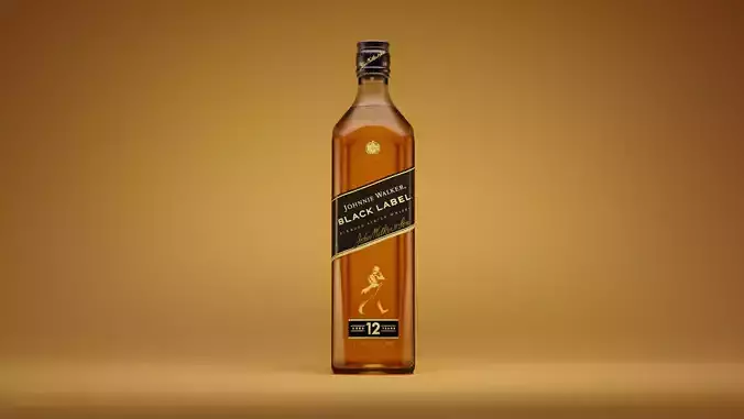 Johnnie Walker Bottle Back Label - 3D Model - High quality 