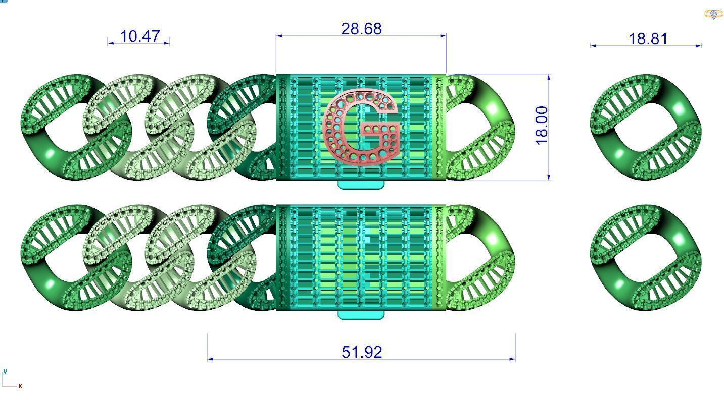 Diamond cuban chain 18mm 3D print model_3