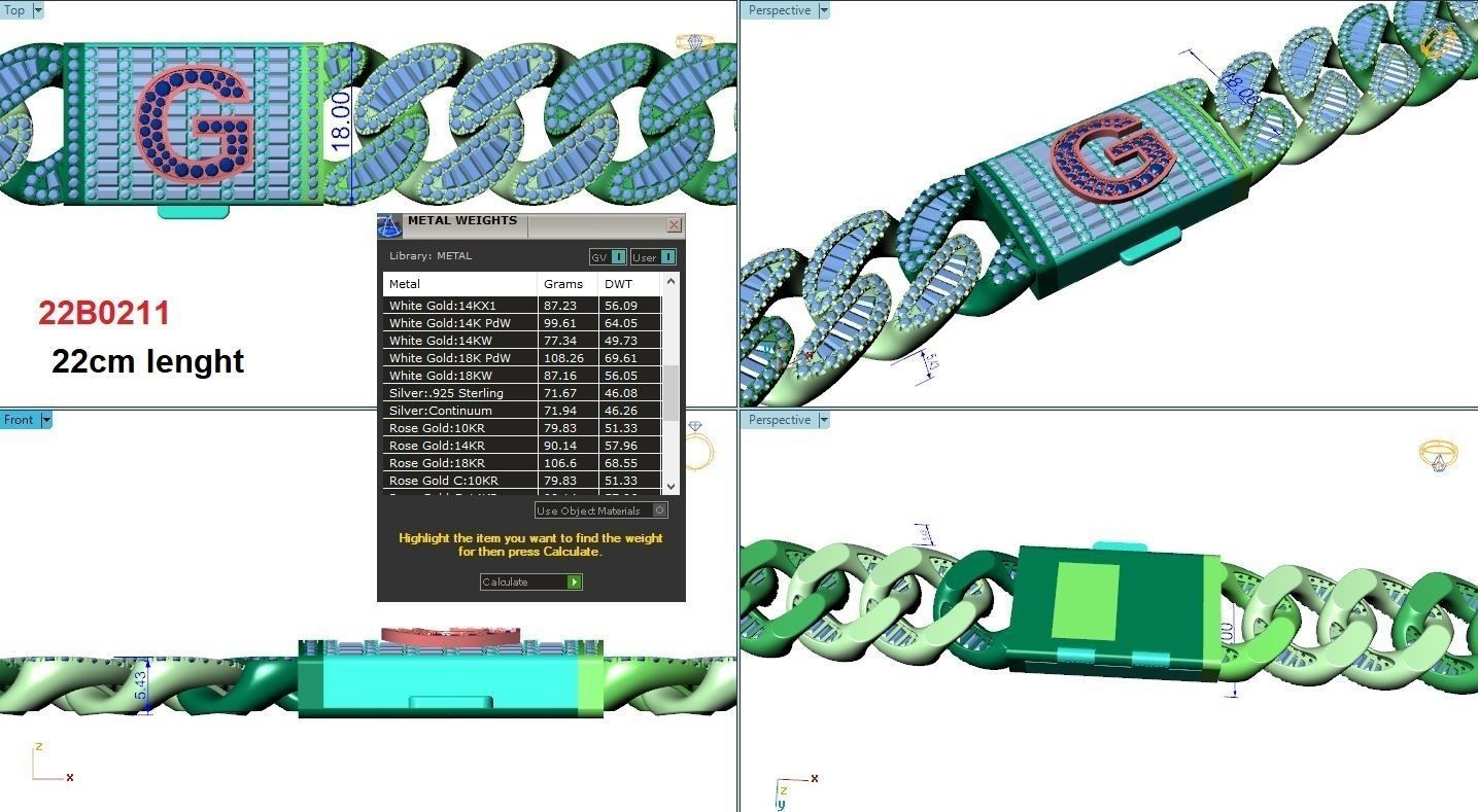 Diamond cuban chain 18mm 3D print model_4