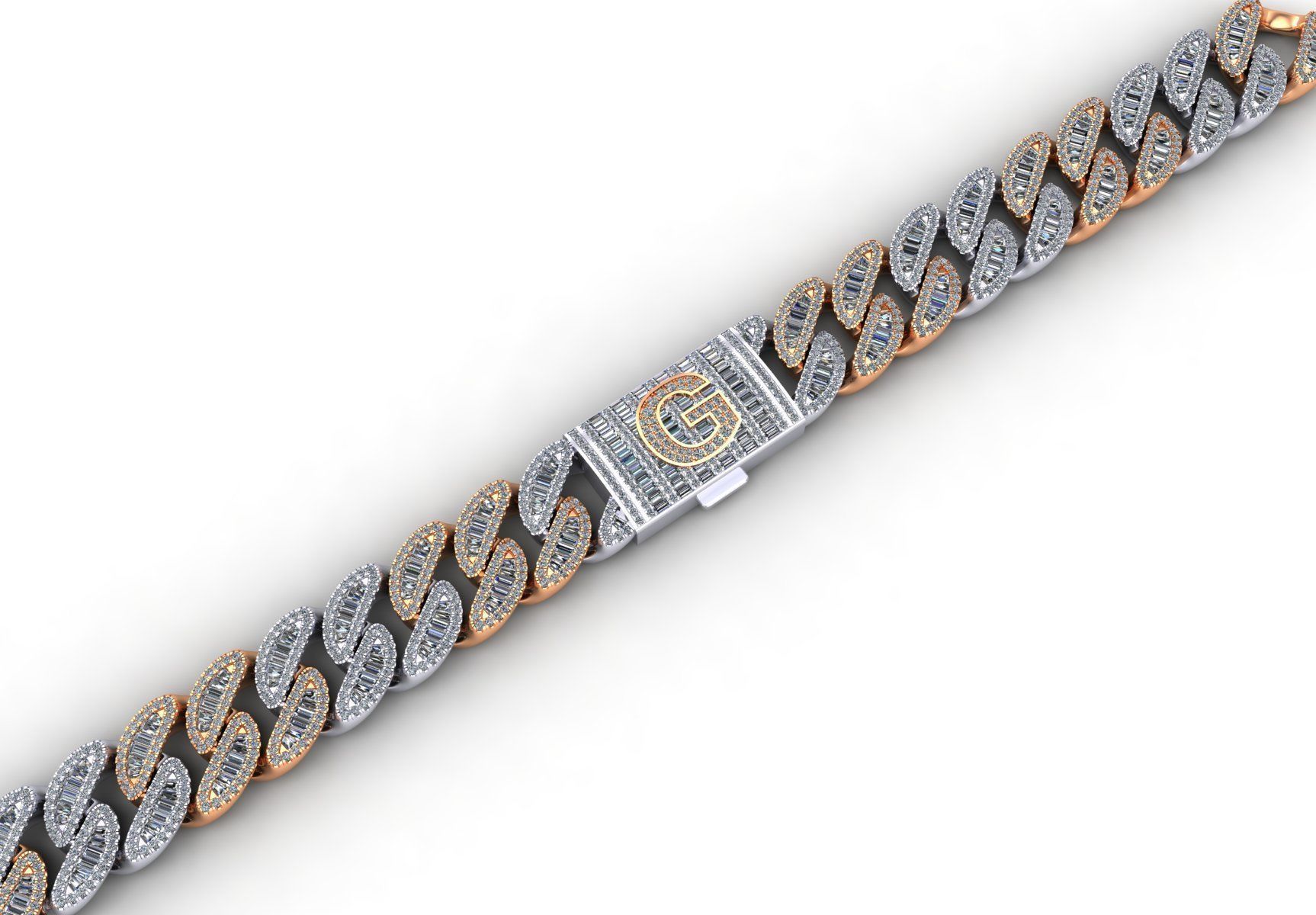 Diamond cuban chain 18mm 3D print model_2