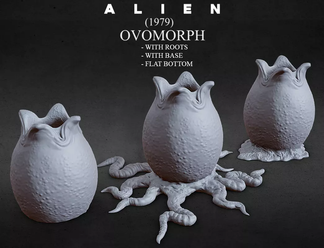 3D PRINTABLE OPEN ALIEN EGGS THREE PACK 3D print model_0