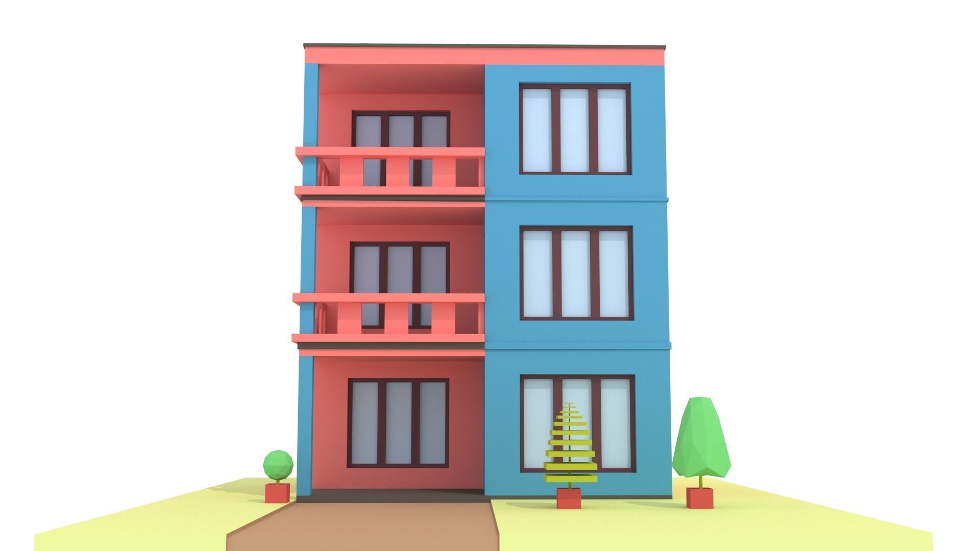 Modern House 01 Low-poly 3D model_7