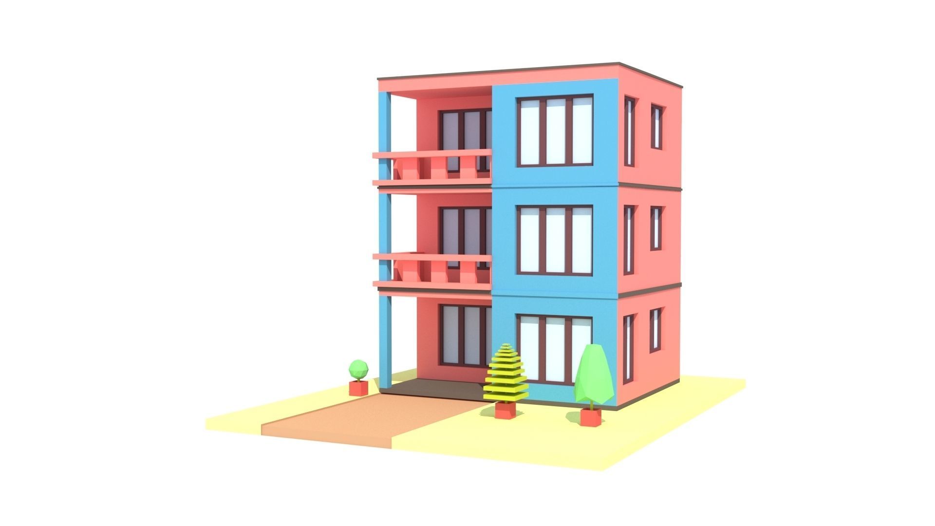 Modern House 01 Low-poly 3D model_1