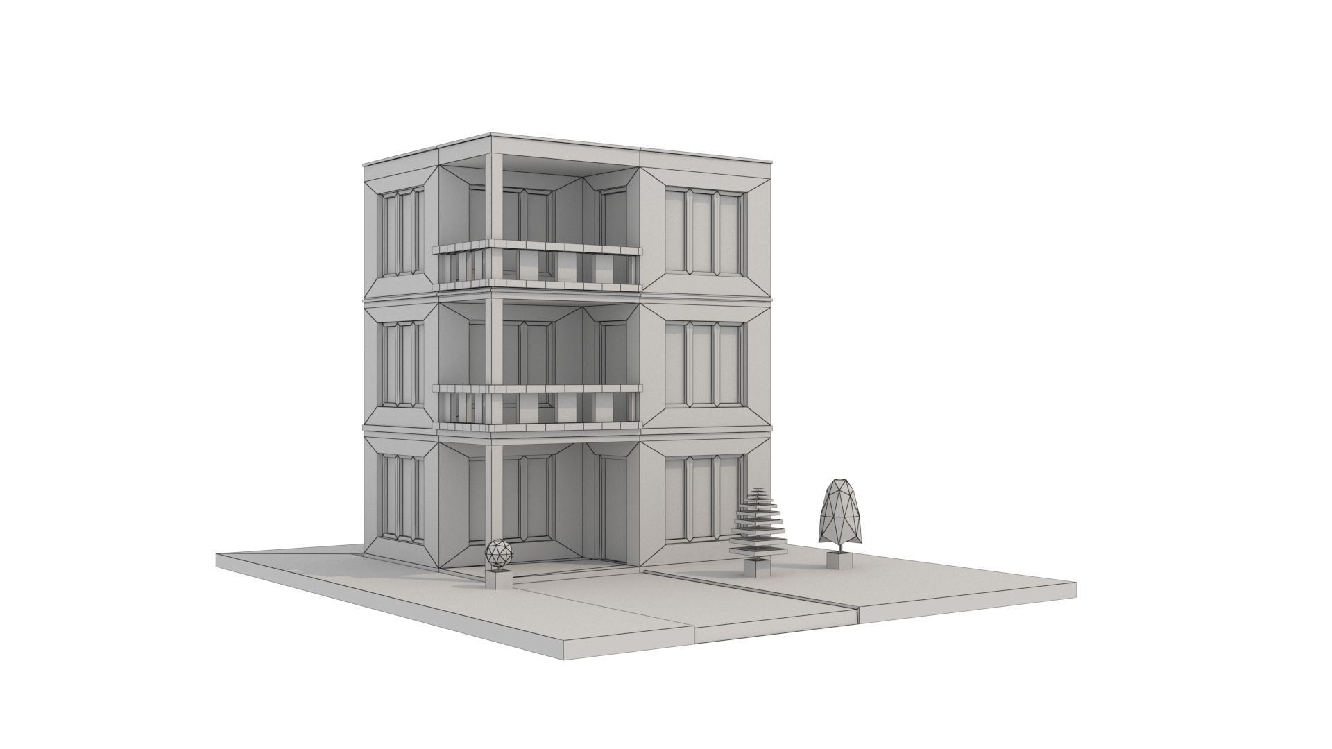 Modern House 01 Low-poly 3D model_11