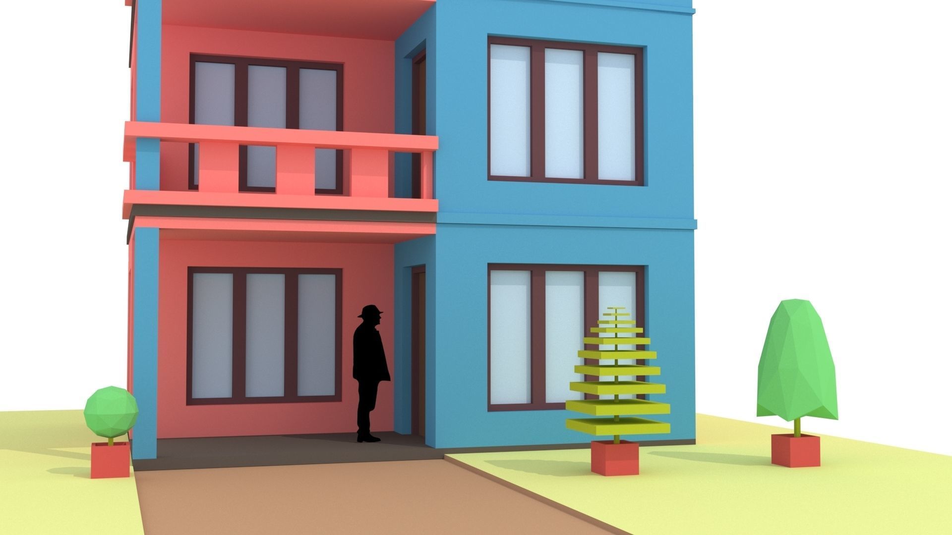 Modern House 01 Low-poly 3D model_6