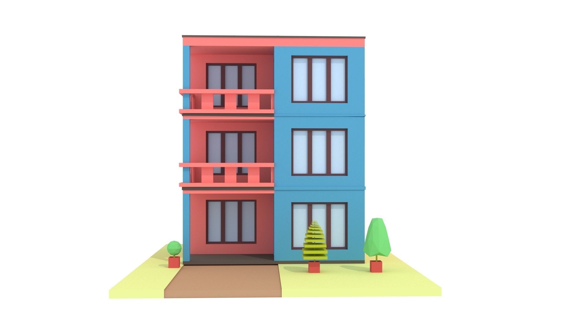 Modern House 01 Low-poly 3D model_5