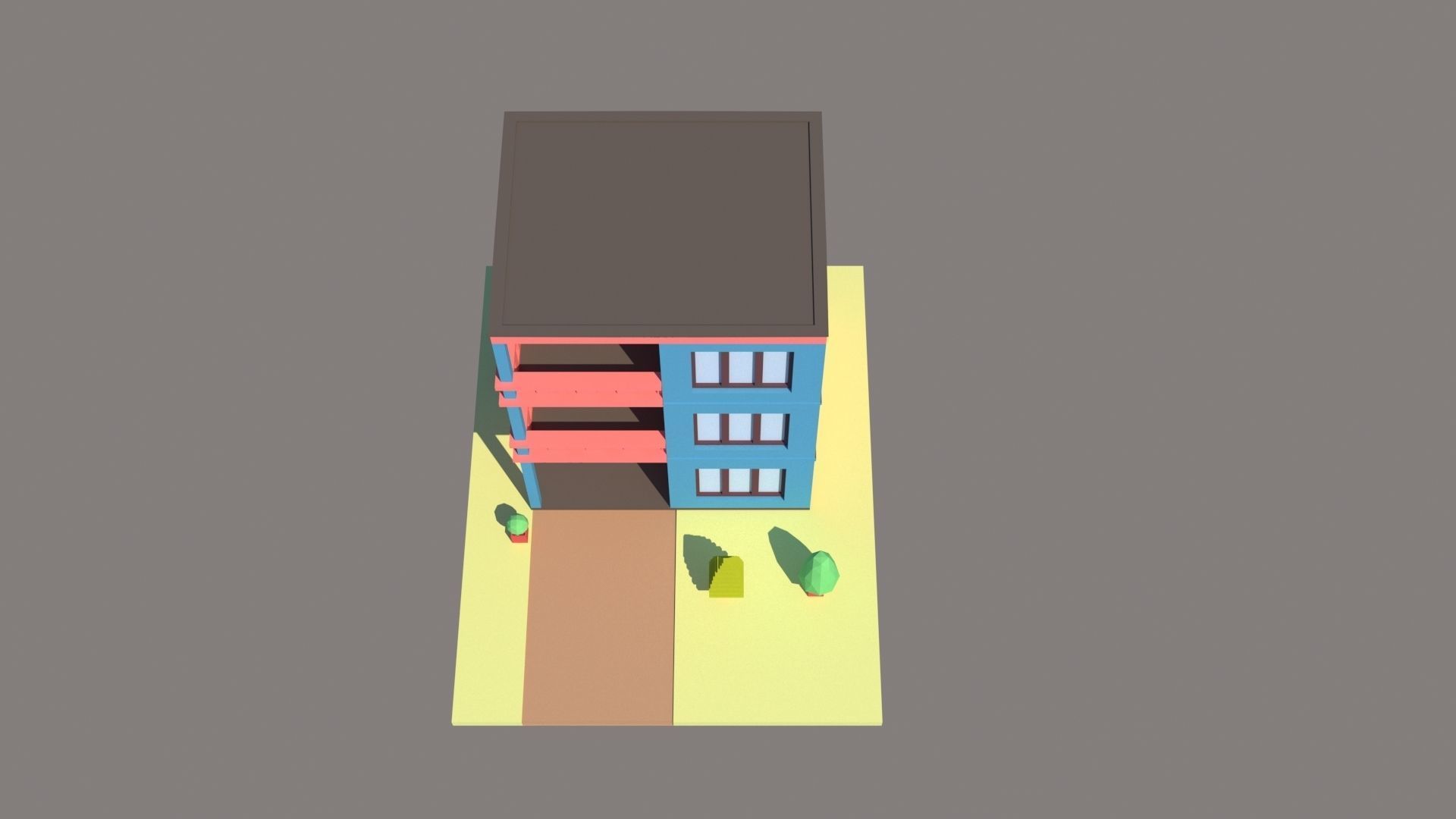 Modern House 01 Low-poly 3D model_3