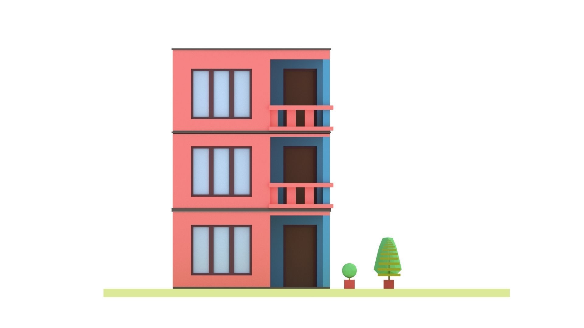 Modern House 01 Low-poly 3D model_9