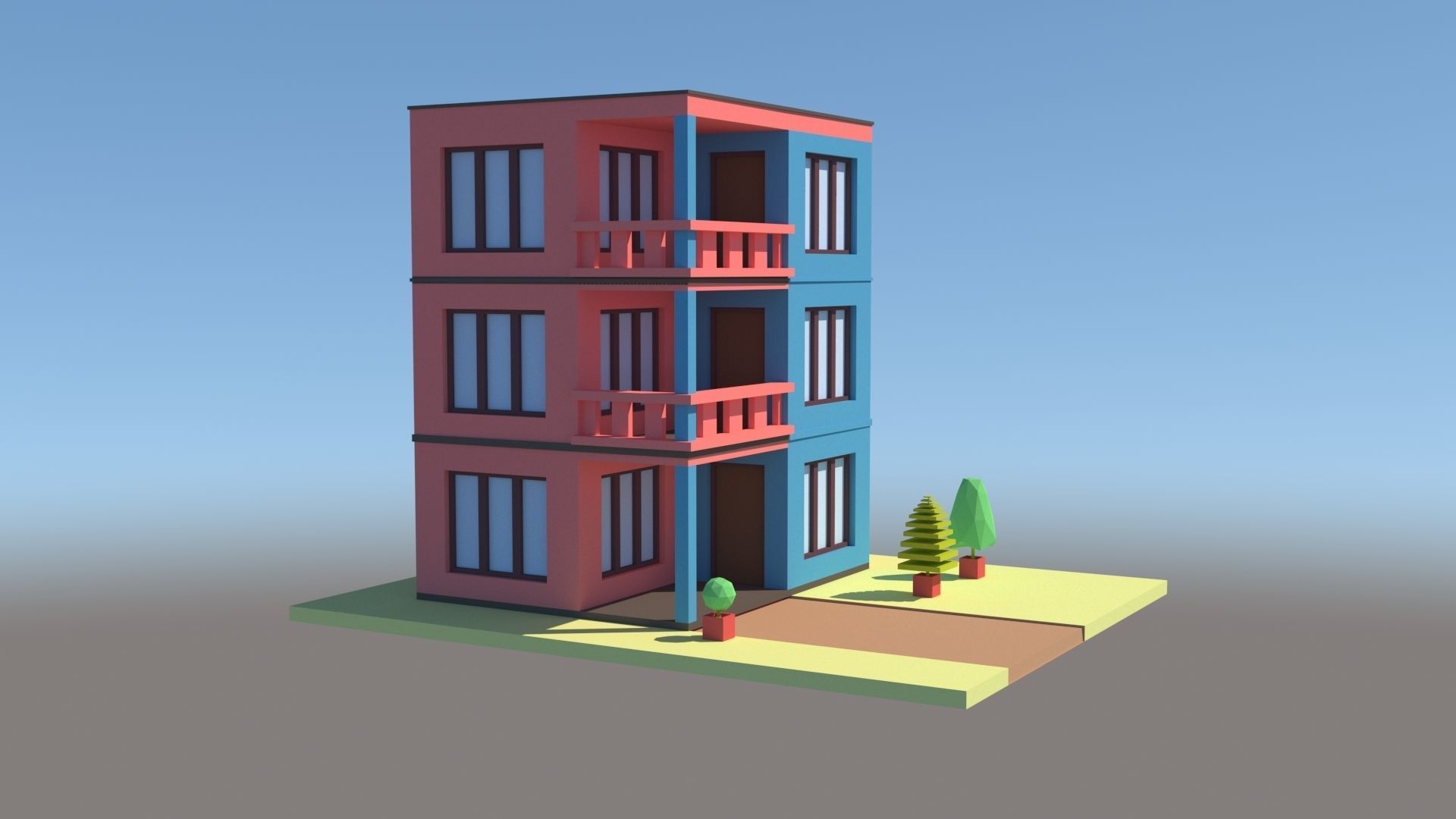 Modern House 01 Low-poly 3D model_4