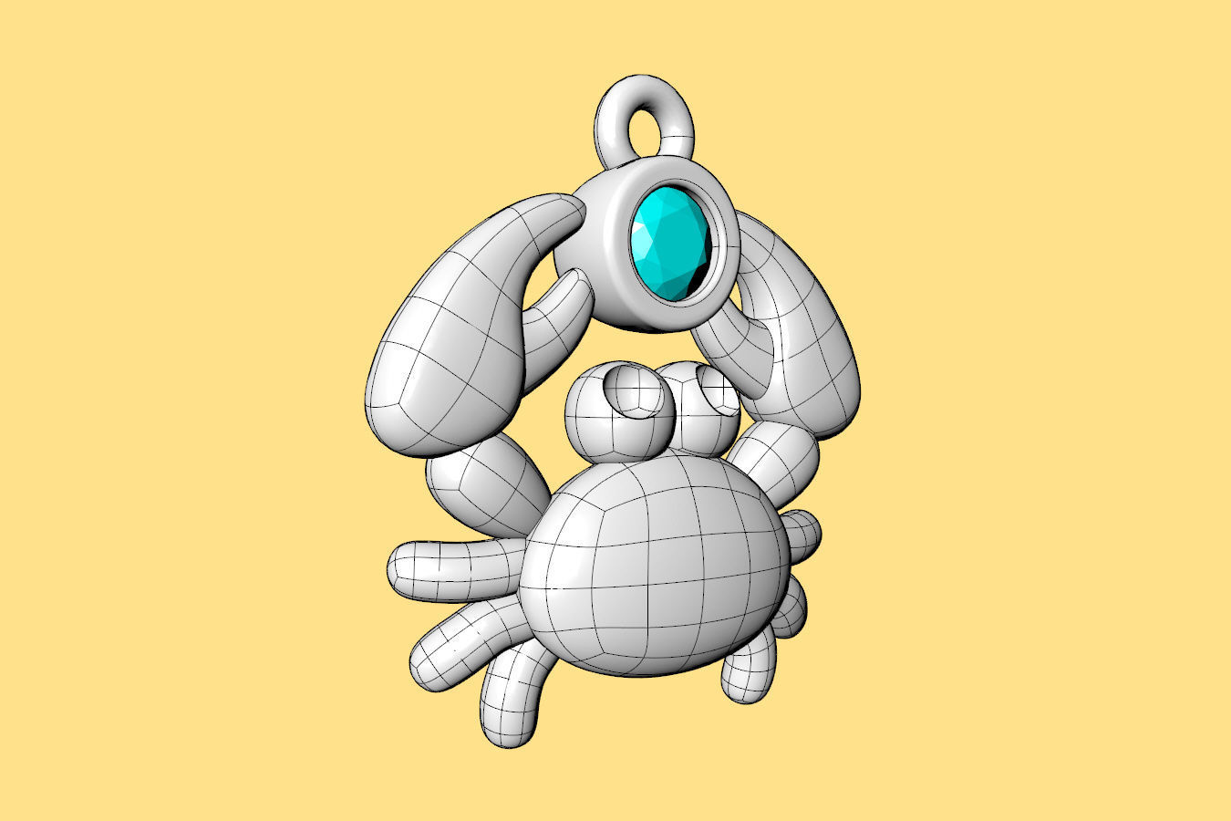 Sealives-Crab with Bezel Set Diamond Charm-Pendant for Bracelet 3D print model_17