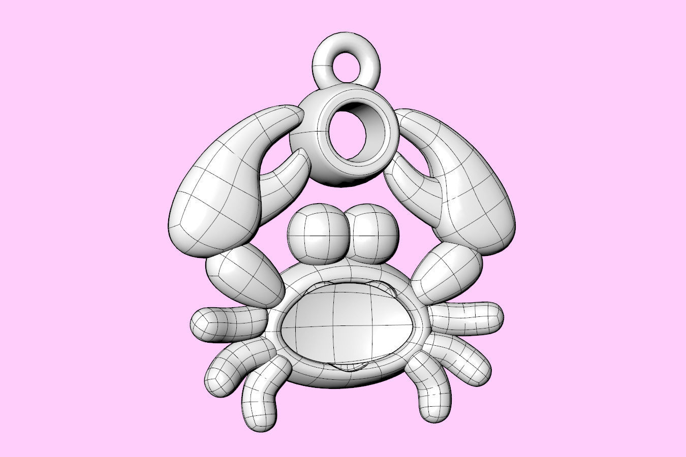 Sealives-Crab with Bezel Set Diamond Charm-Pendant for Bracelet 3D print model_21