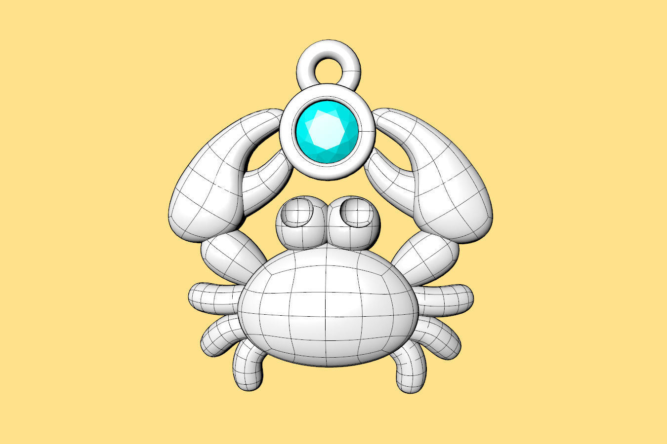 Sealives-Crab with Bezel Set Diamond Charm-Pendant for Bracelet 3D print model_16