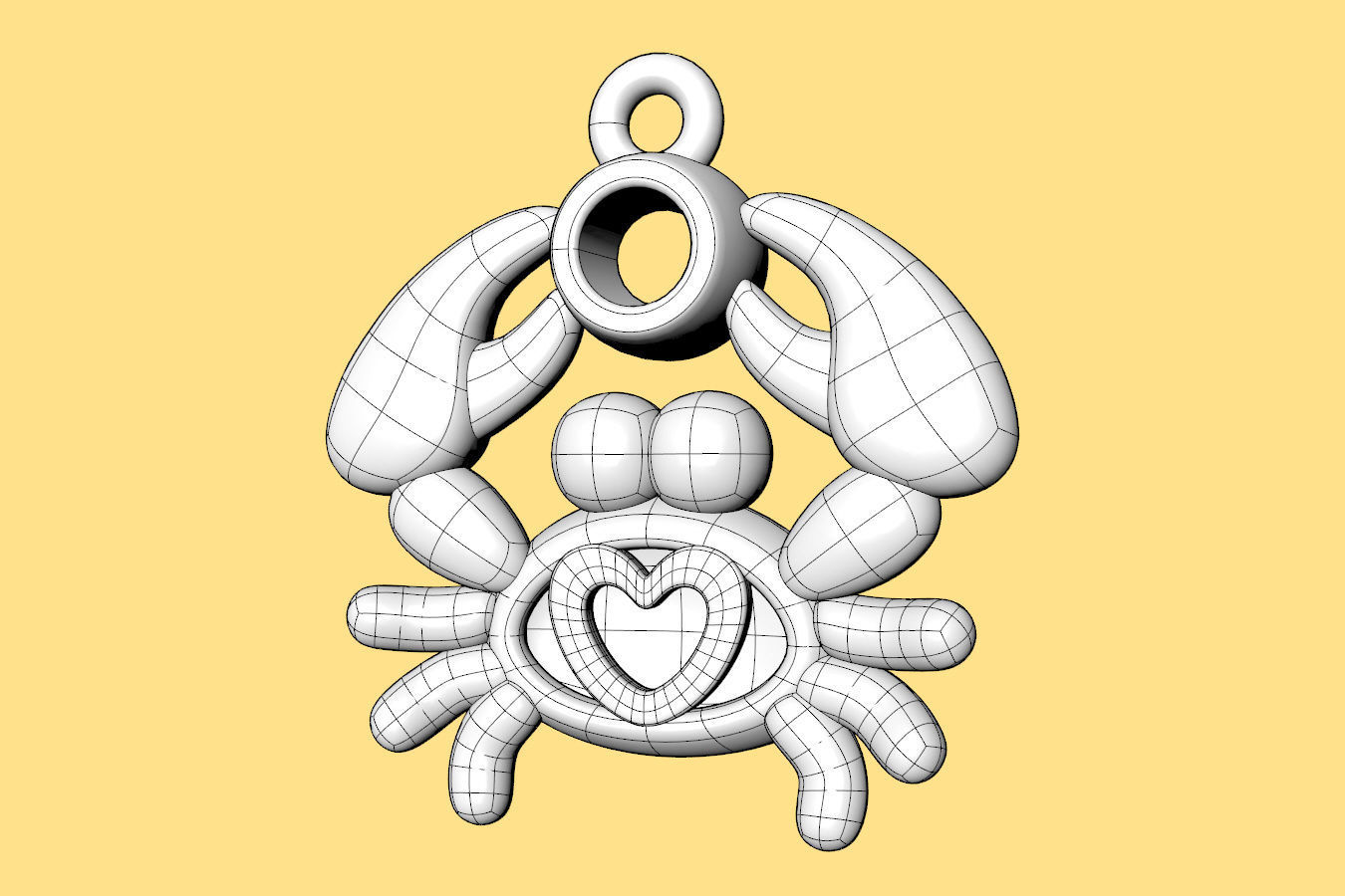 Sealives-Crab with Bezel Set Diamond Charm-Pendant for Bracelet 3D print model_19