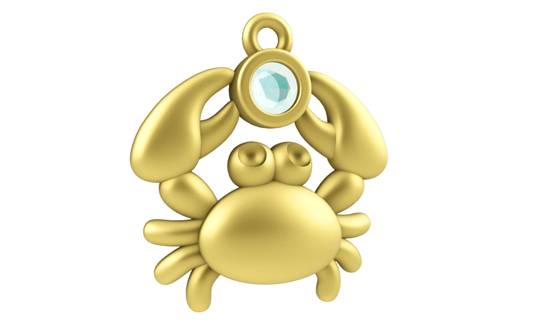 Sealives-Crab with Bezel Set Diamond Charm-Pendant for Bracelet 3D print model_3