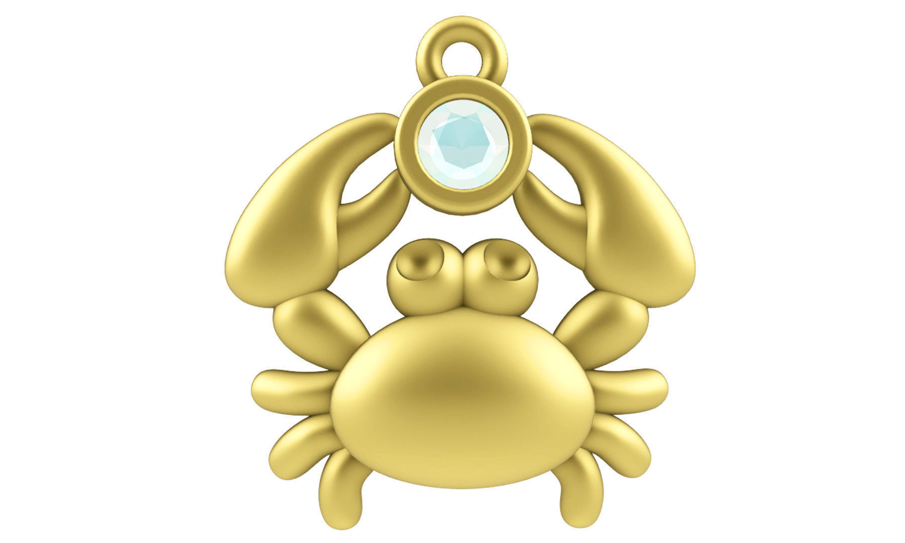 Sealives-Crab with Bezel Set Diamond Charm-Pendant for Bracelet 3D print model_2