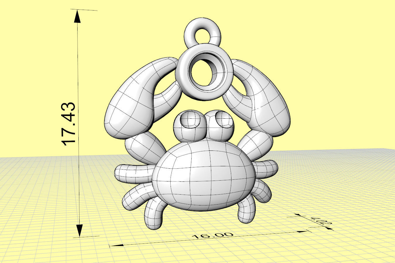 Sealives-Crab with Bezel Set Diamond Charm-Pendant for Bracelet 3D print model_15