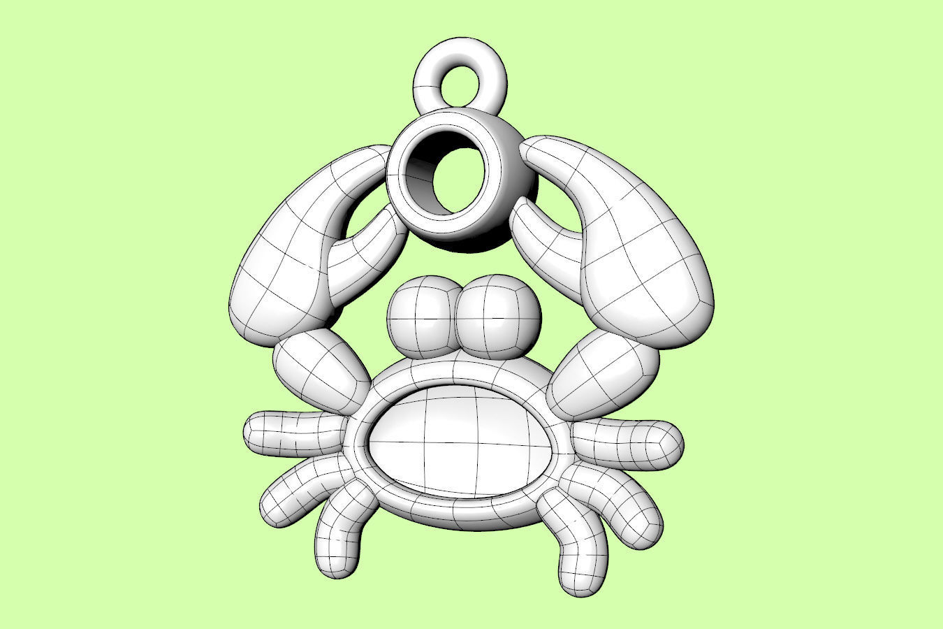 Sealives-Crab with Bezel Set Diamond Charm-Pendant for Bracelet 3D print model_20