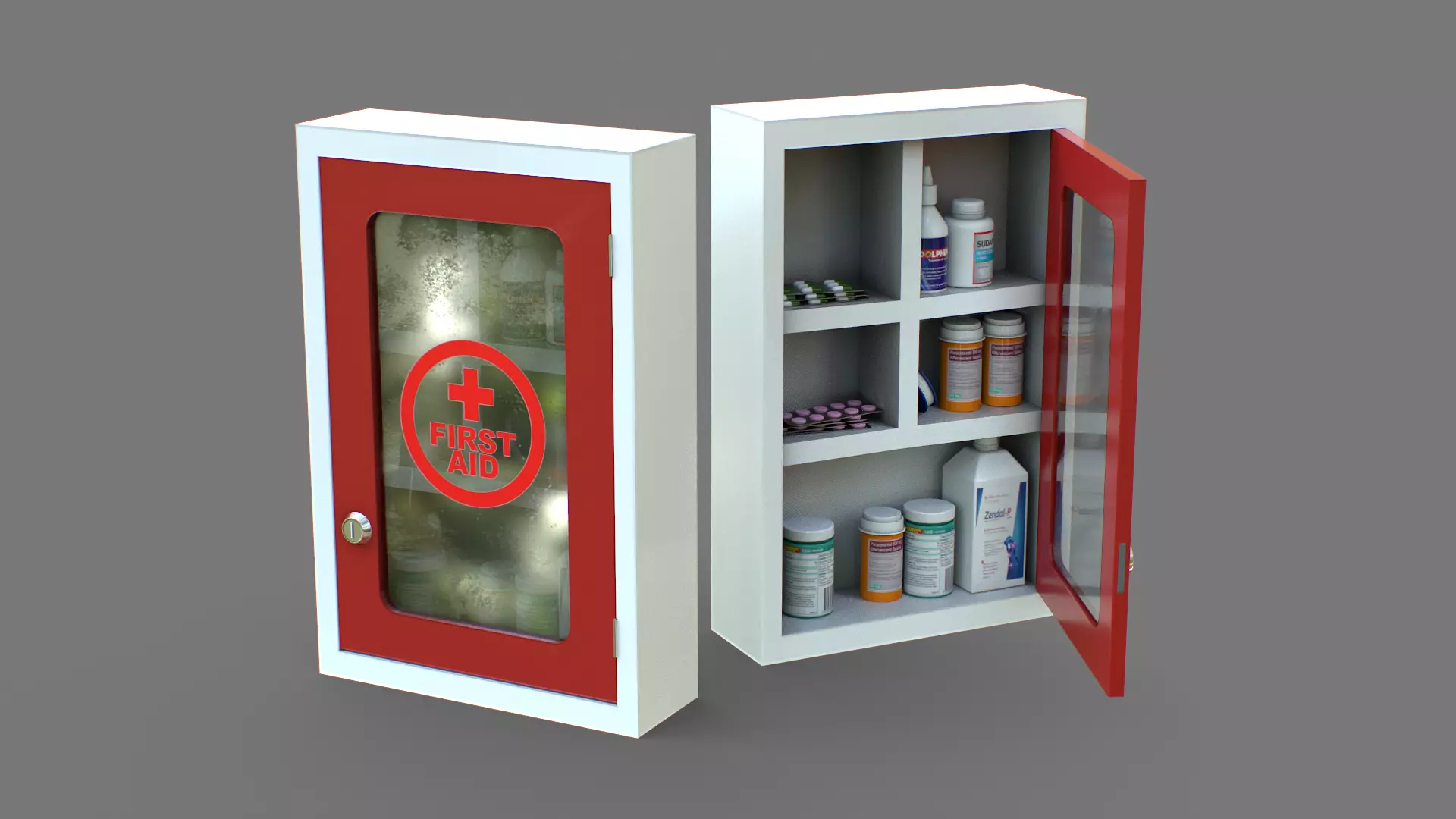 First Aid Box Low-poly 3D model_0