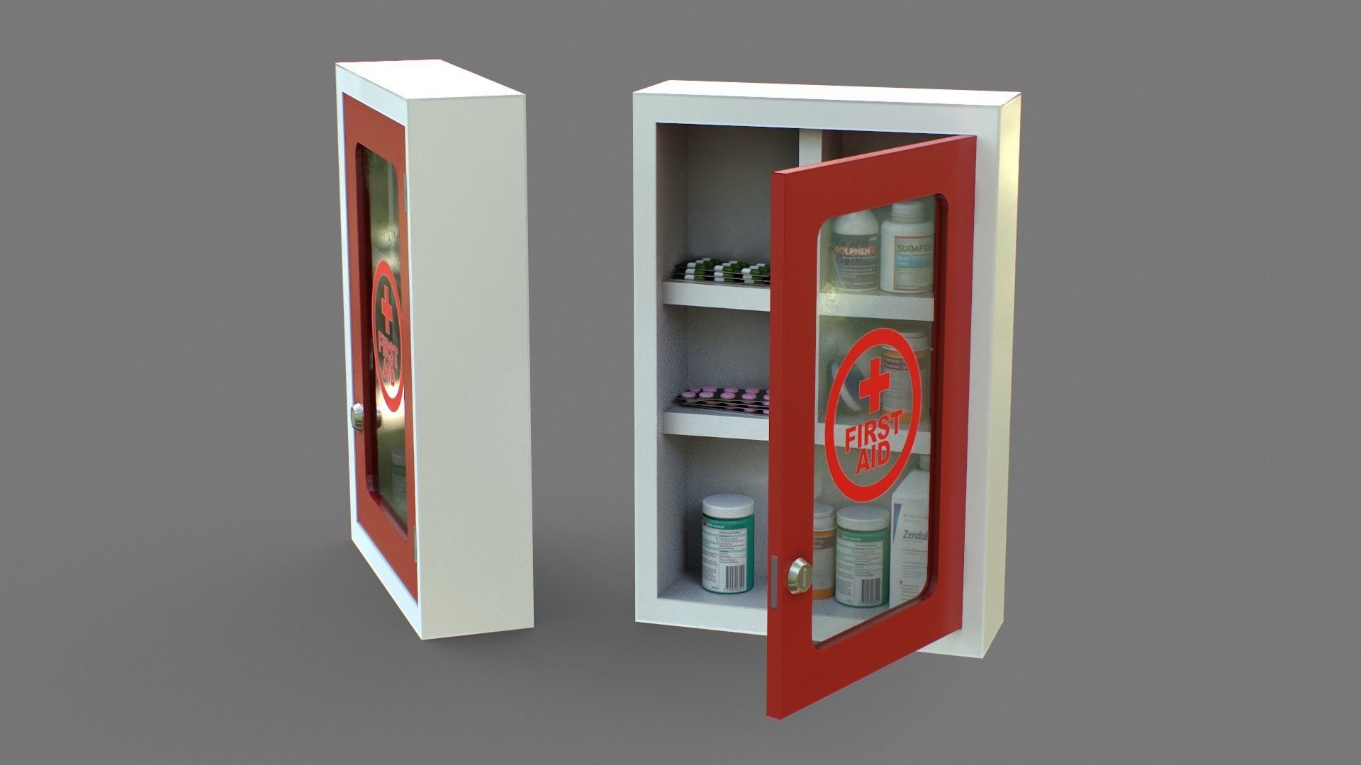 First Aid Box Low-poly 3D model_4