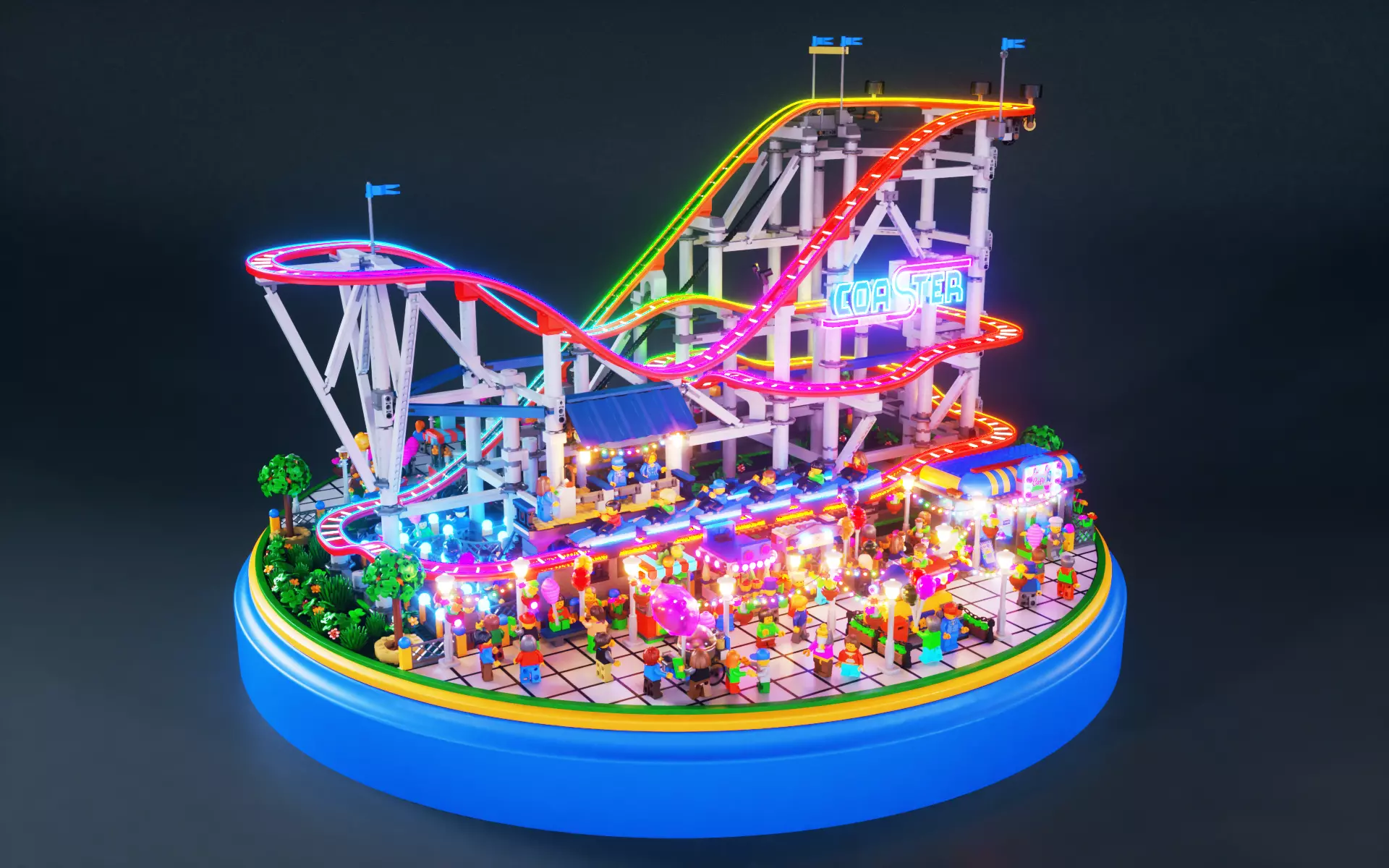Roller Coaster LEGO 3D model_0