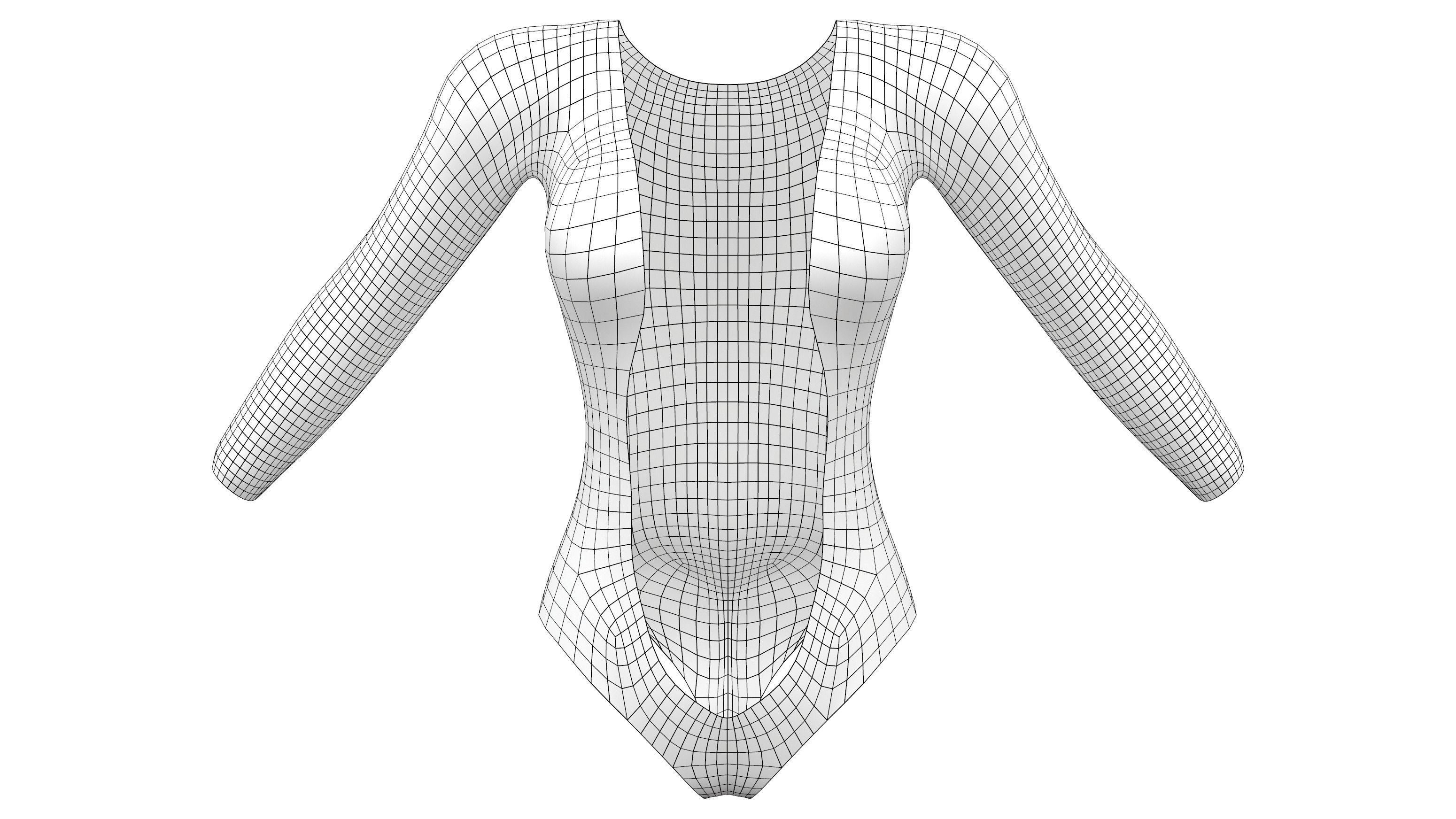Romance BodySuit Low-poly 3D model_6