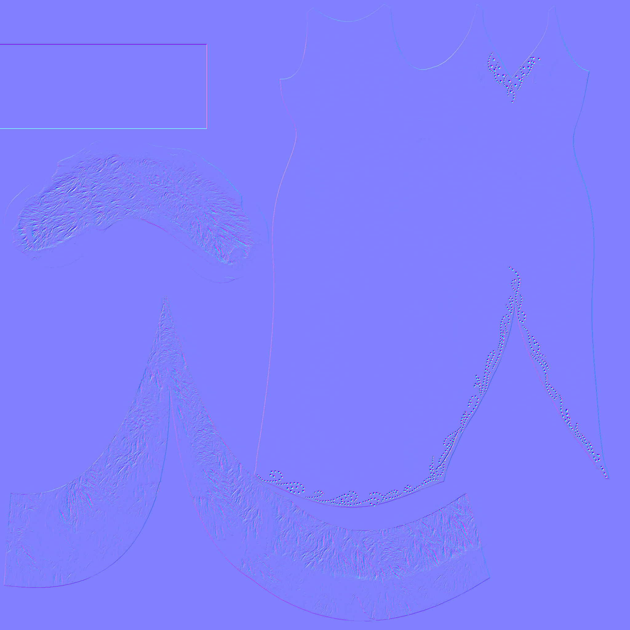 Gothic Gown with Fur Low-poly 3D model_9