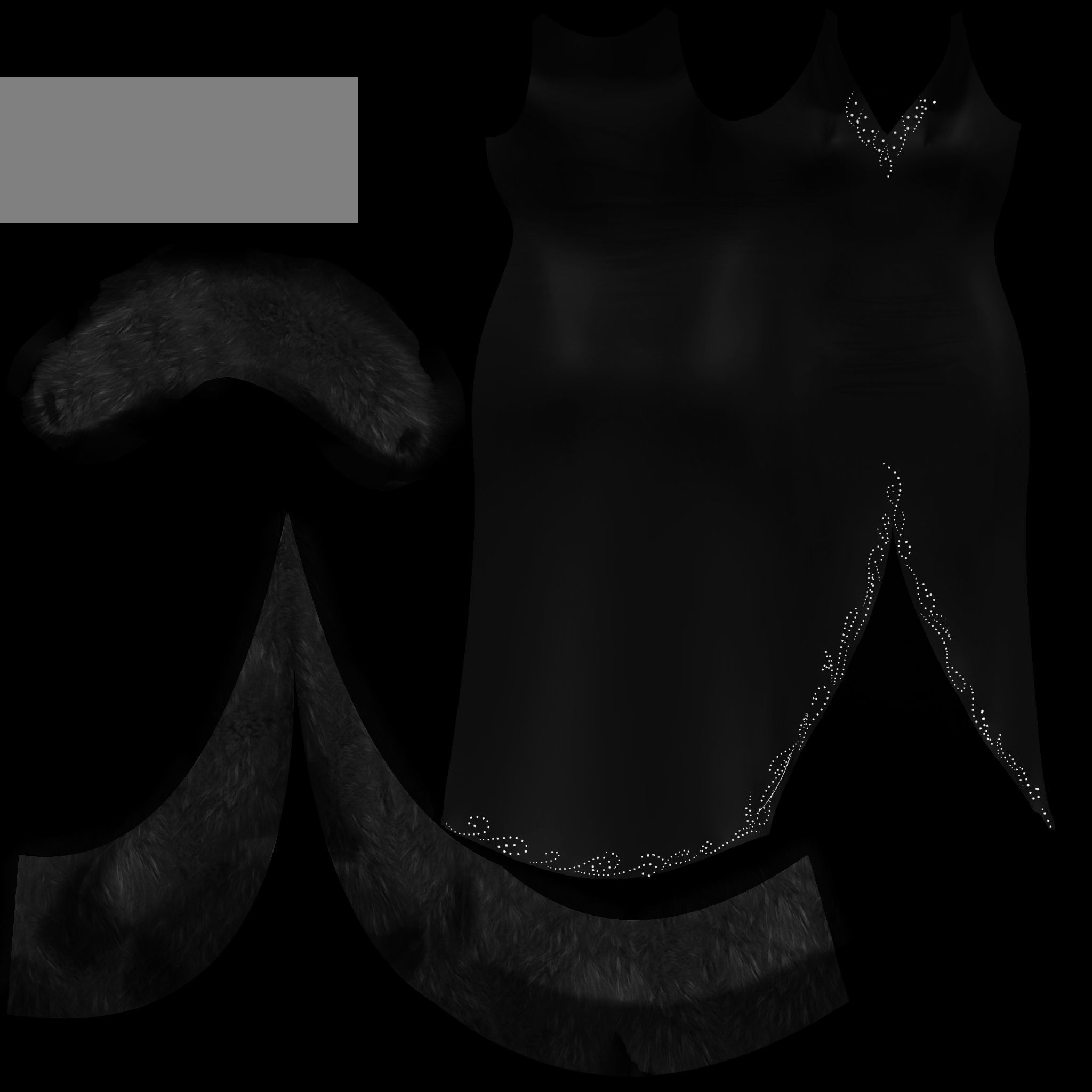 Gothic Gown with Fur Low-poly 3D model_10