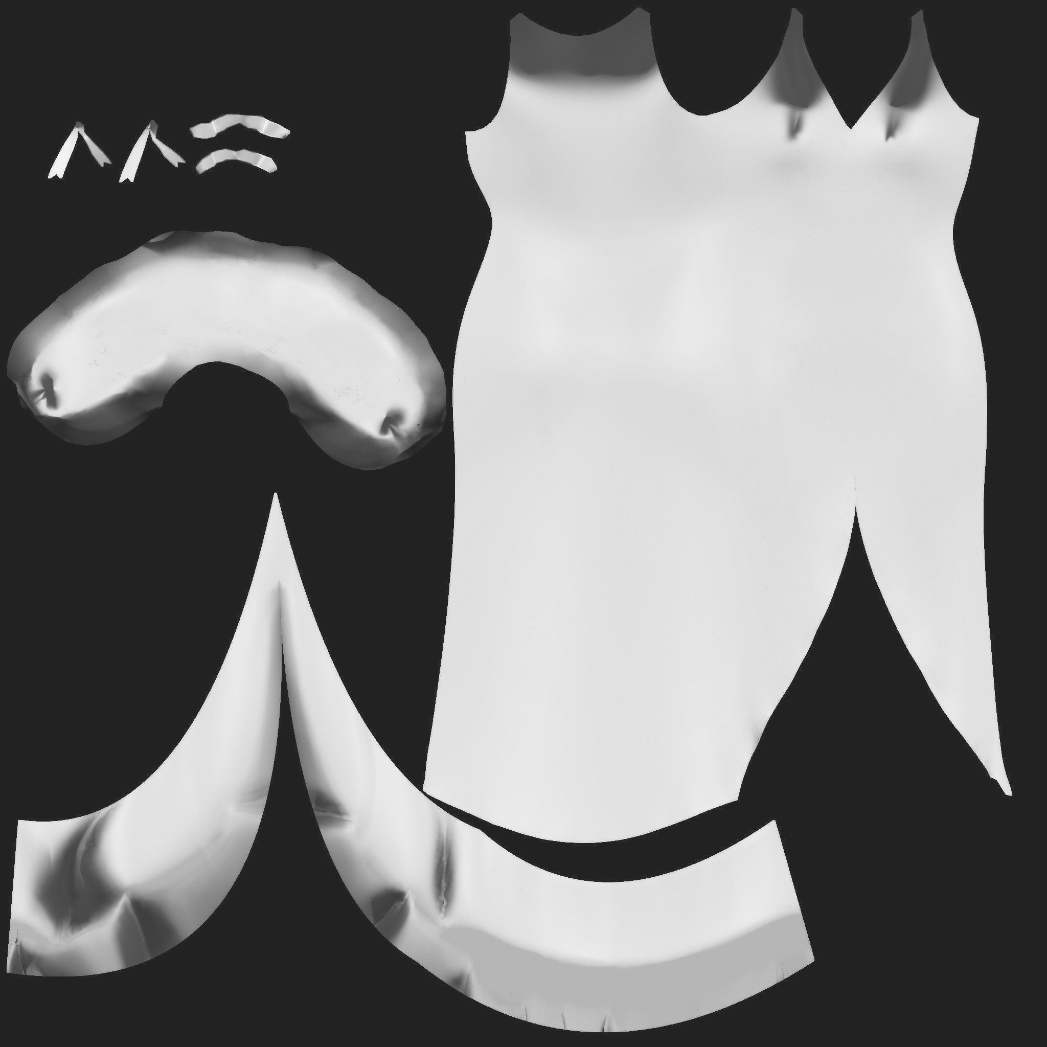 Gothic Gown with Fur Low-poly 3D model_11