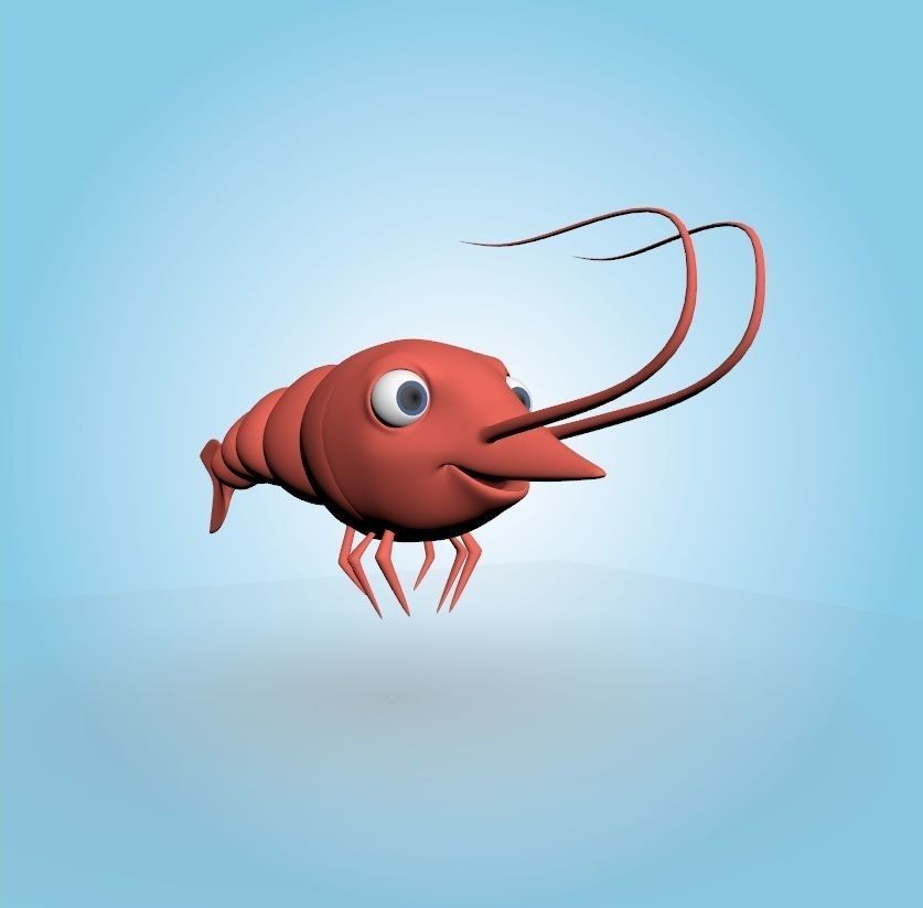 Shrimp cartoon 3D model_6