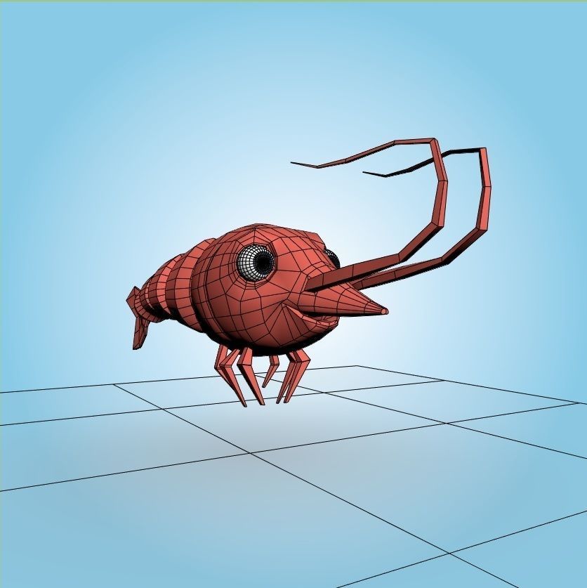 Shrimp cartoon 3D model_7