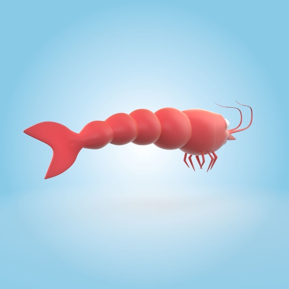 Shrimp cartoon 3D model_2