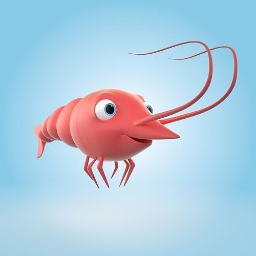 Shrimp cartoon 3D model