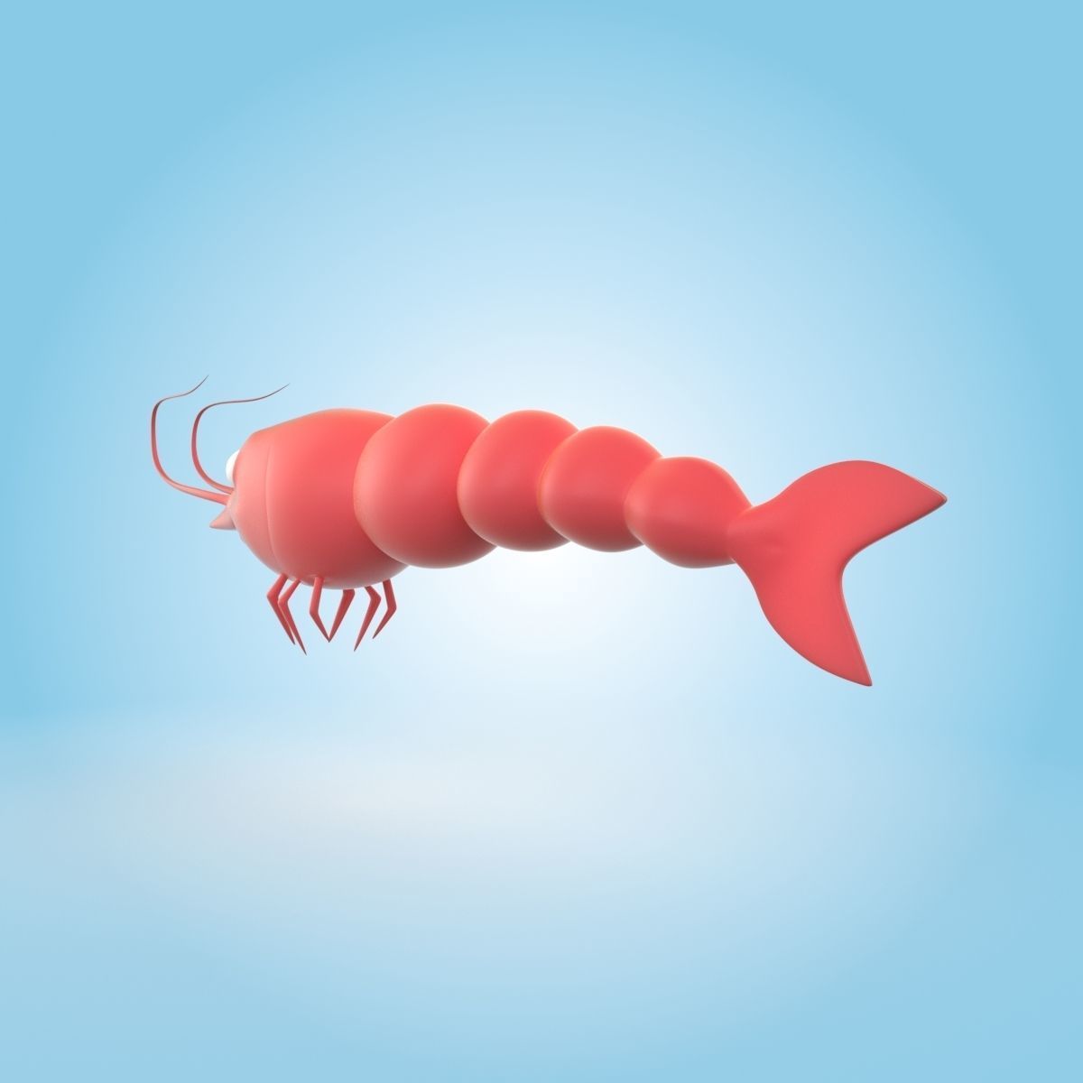 Shrimp cartoon 3D model_4