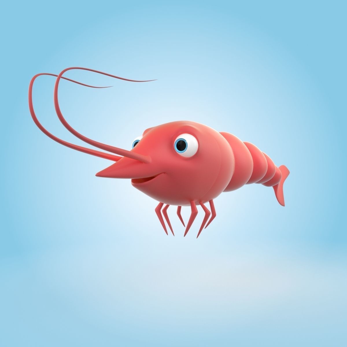 Shrimp cartoon 3D model_5