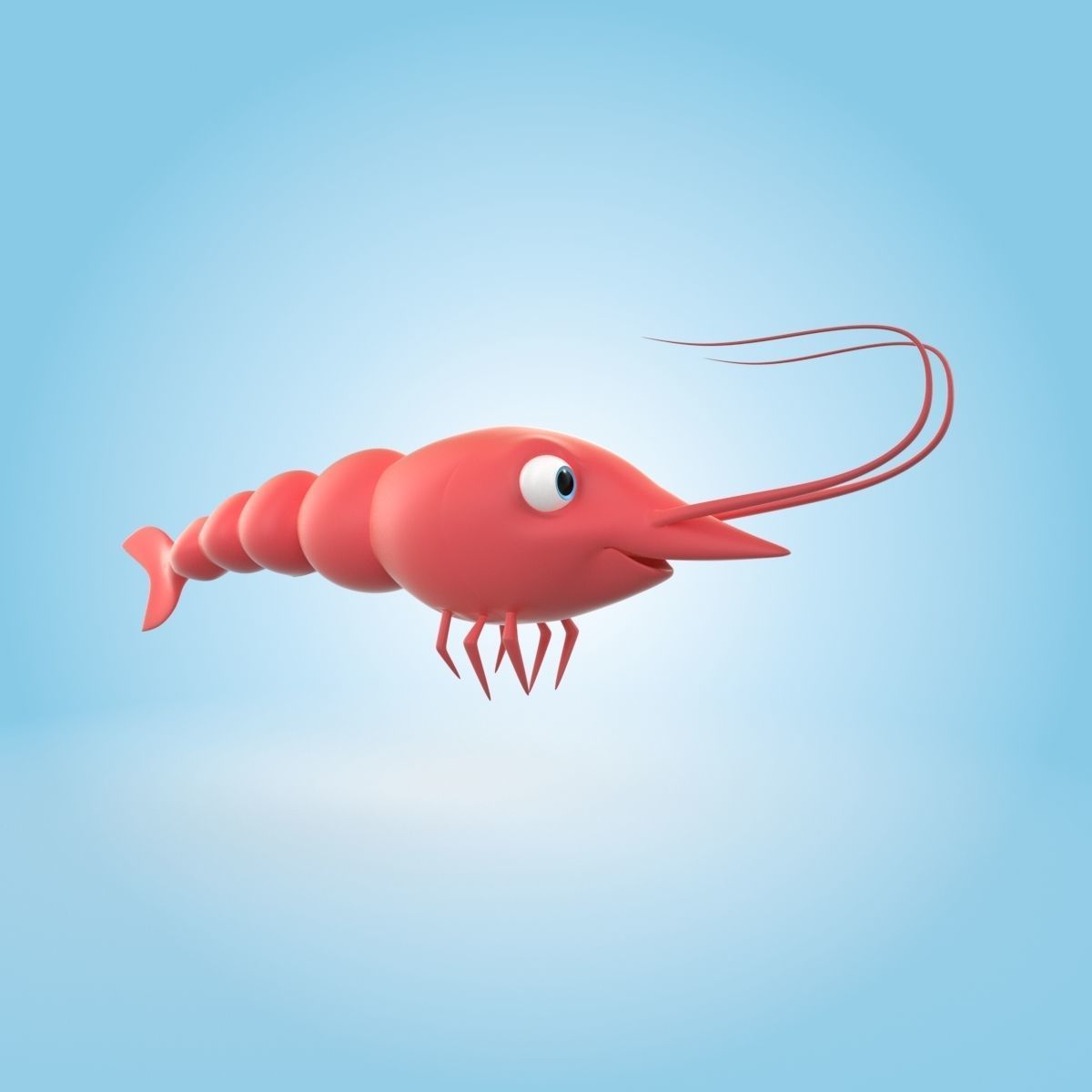 Shrimp cartoon 3D model_1