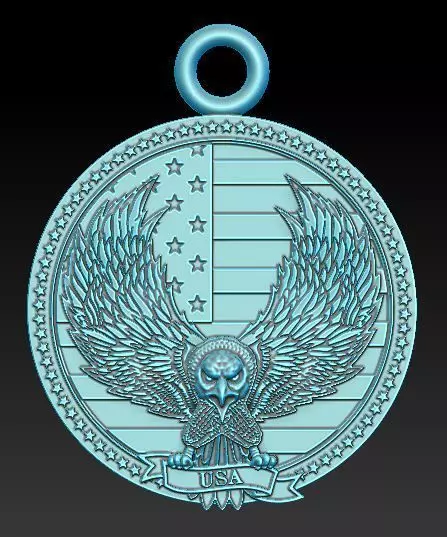 eagle on the background of the American flag 3D print model_0