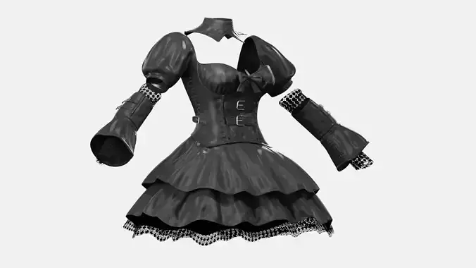 Lolita dressV3 Low-poly 3D model