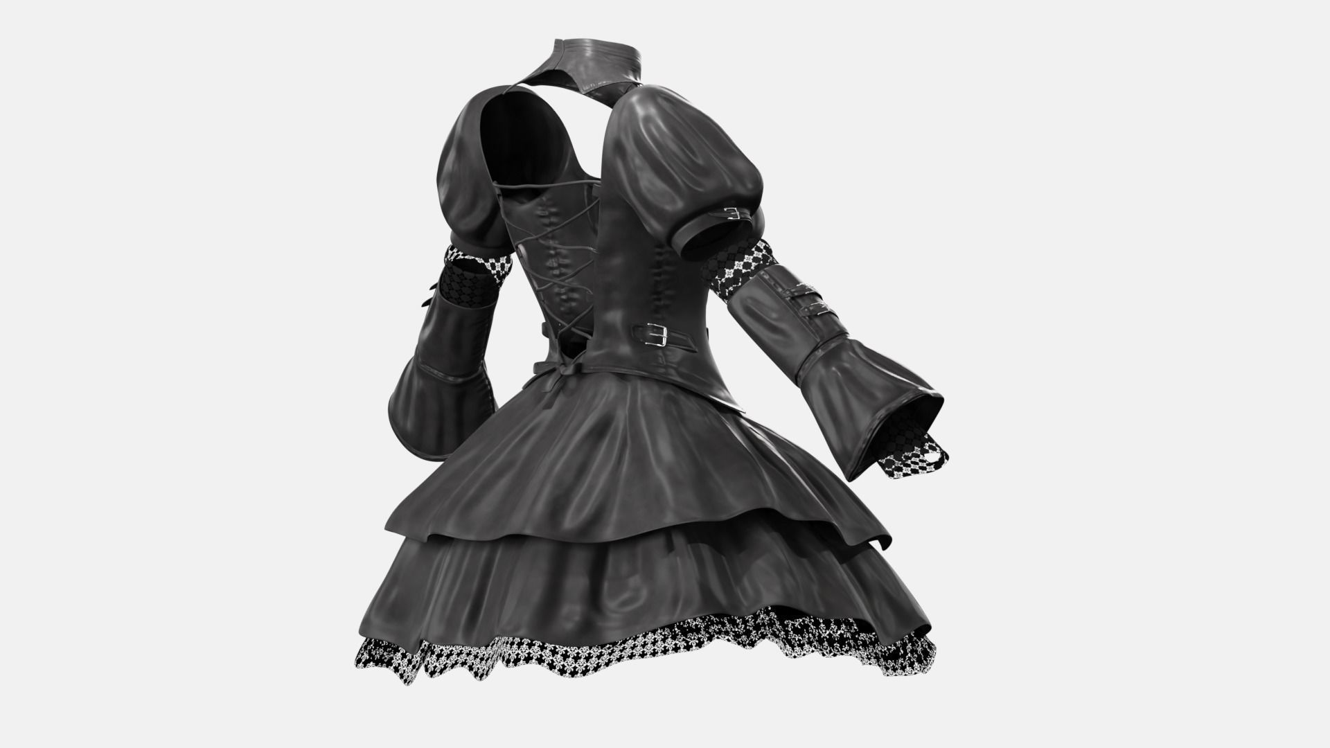Lolita dressV3 Low-poly 3D model_7