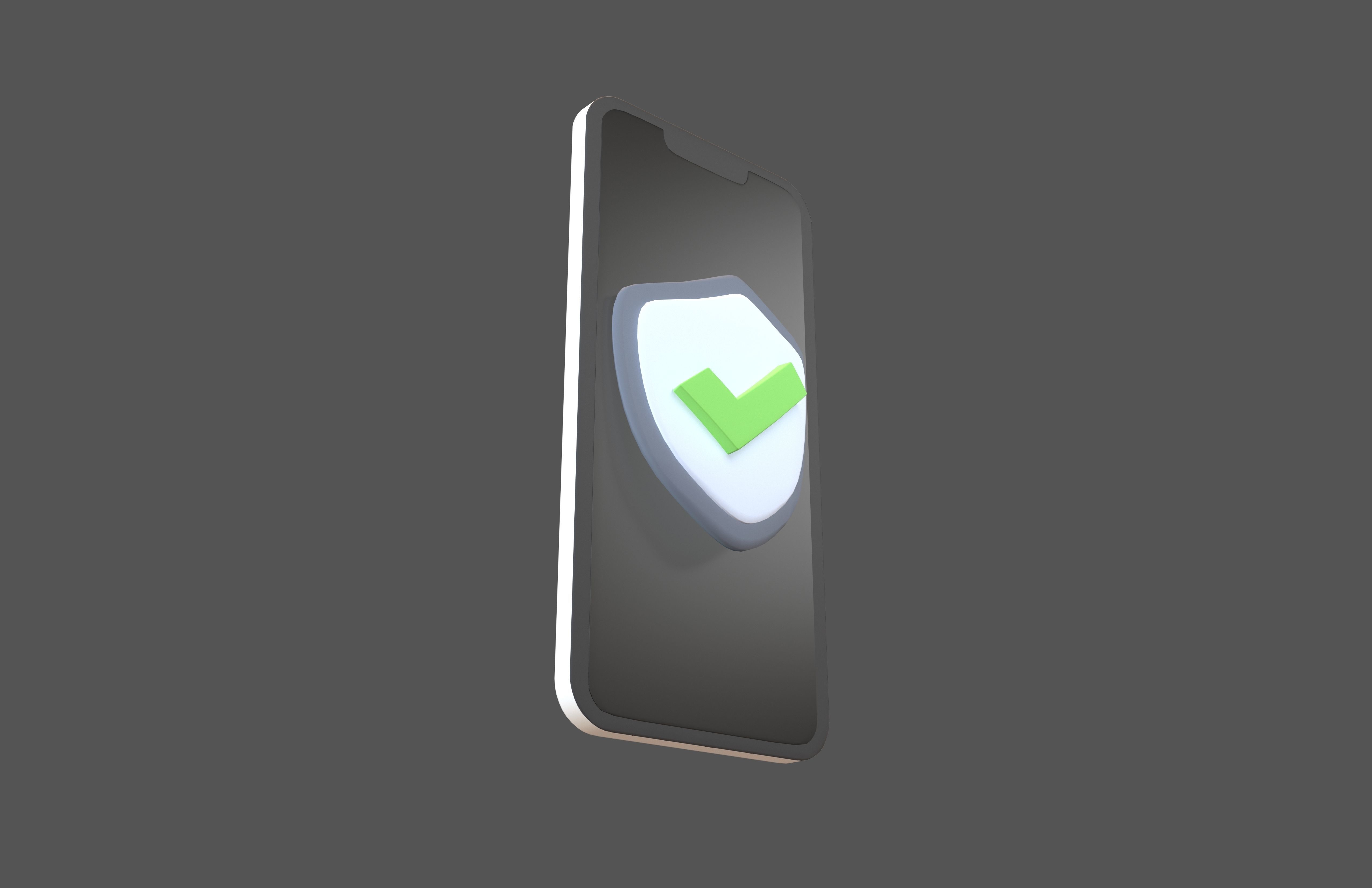 Phone Security Icon v1 001 Low-poly 3D model_3