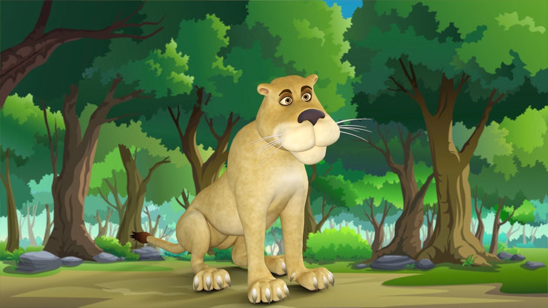 Cartoon Lioness Rigged 3D model_23