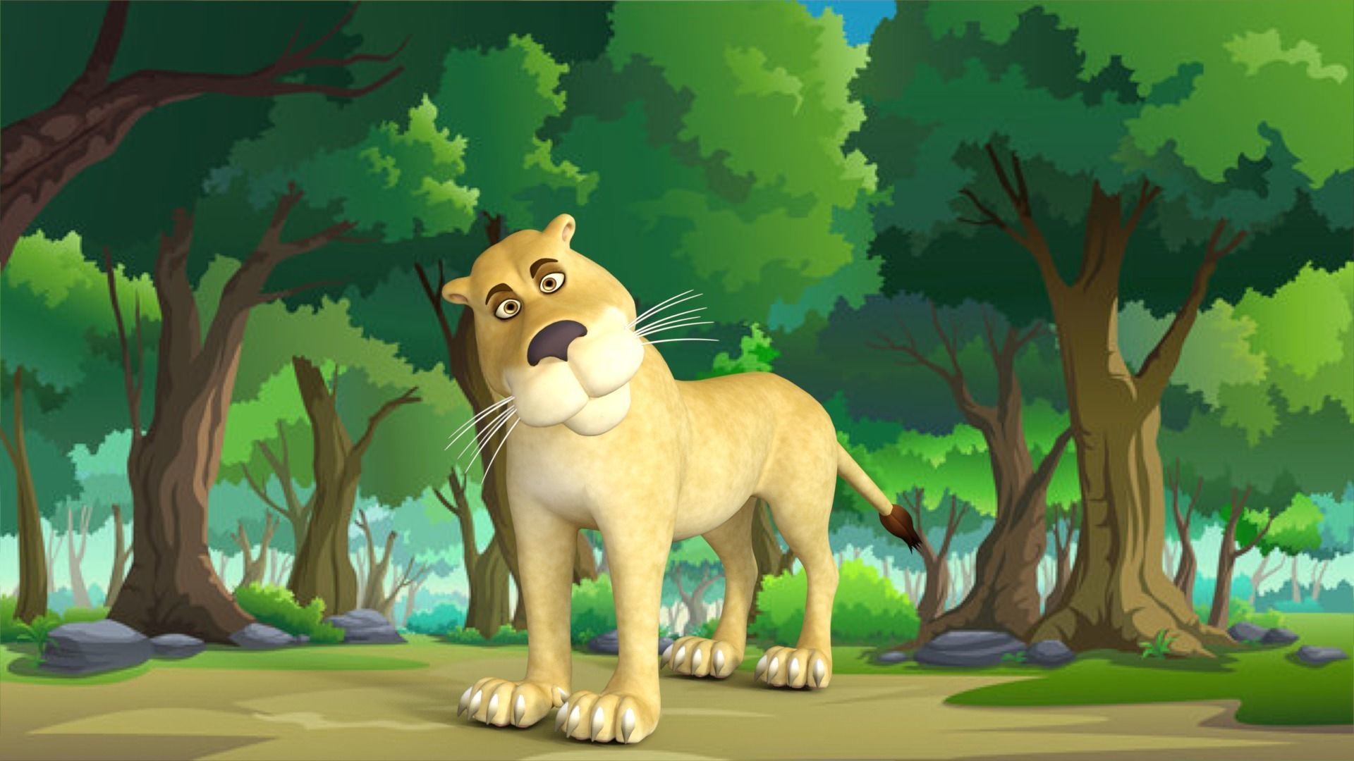Cartoon Lioness Rigged 3D model_25