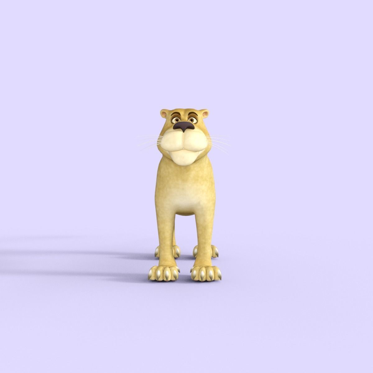 Cartoon Lioness Rigged 3D model_1