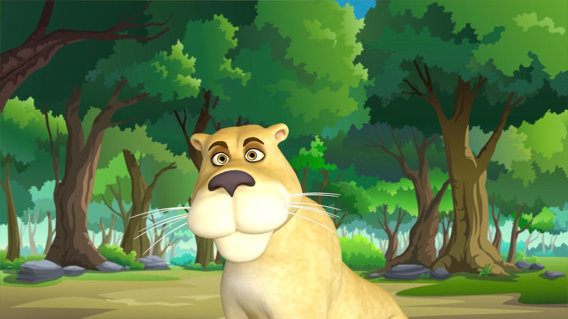 Cartoon Lioness Rigged 3D model_24